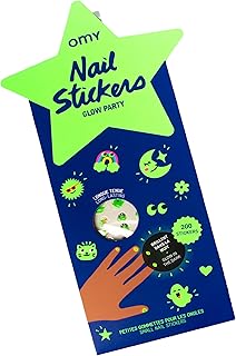 Omy Glow in The Dark Nail Stickers for Kids - 200 Stickers, Waterproof, Durable, Fun, Creative Designs