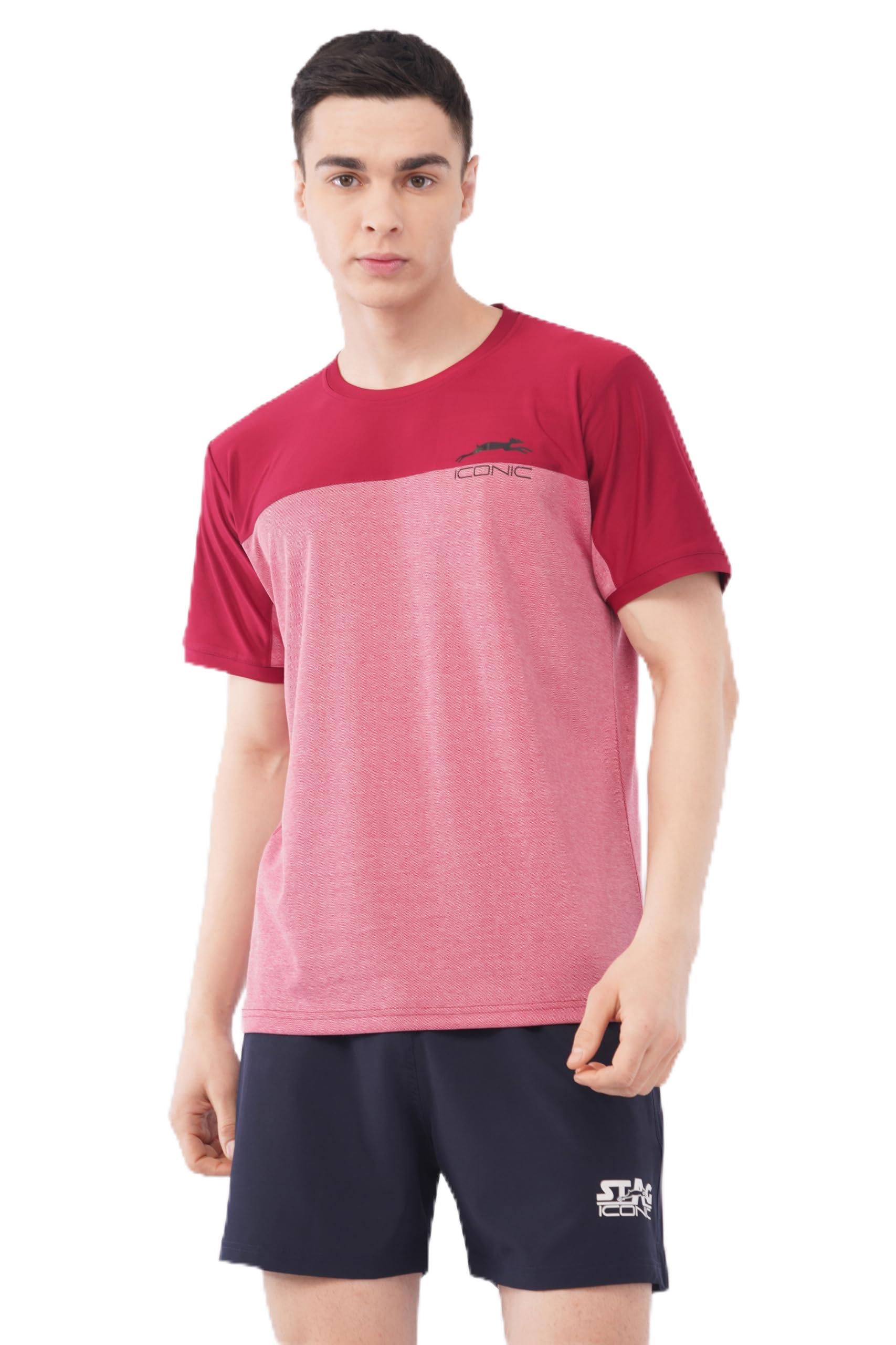 Split Sports T-Shirt for Men | 100% Polyester Moisture-Wicking Round Neck Sports Tee | Quick Dry Gym, Running & Training T-Shirt | Red | ST-SR1-picture-26