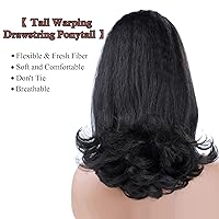 Vista 5 de Colas de caballo con cordón negro natural para mujeres negras, extensiones de cabello lacio Yaki, cola de caballo, extensiones de cabello de cola