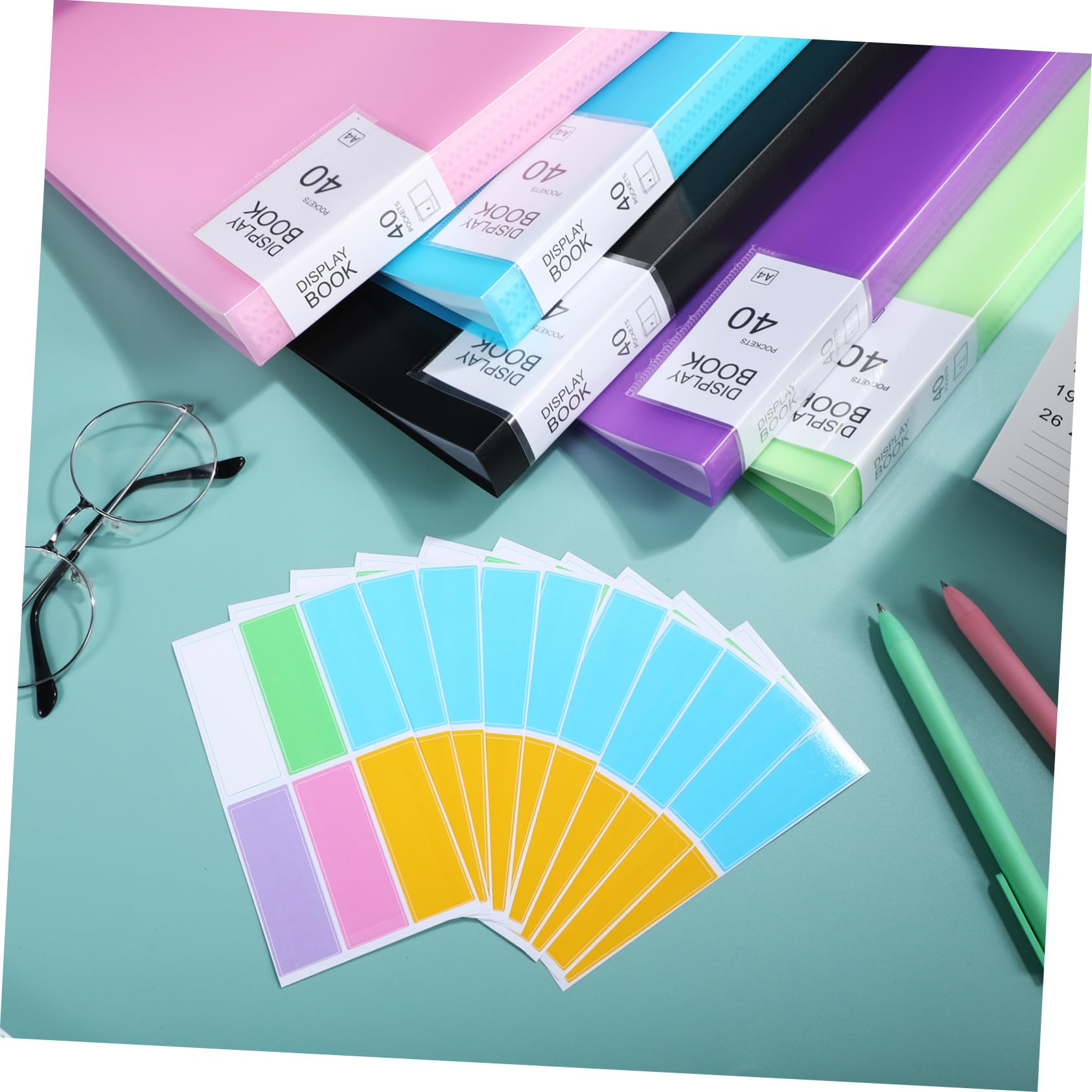 5 Präsentationsmappe mit Hüllen pro Ordner Transparente Kunststofftaschen mit Etiketten für Schule Büro Großer Stauraum Tragbares Portfolio für Dokumentenorganisation