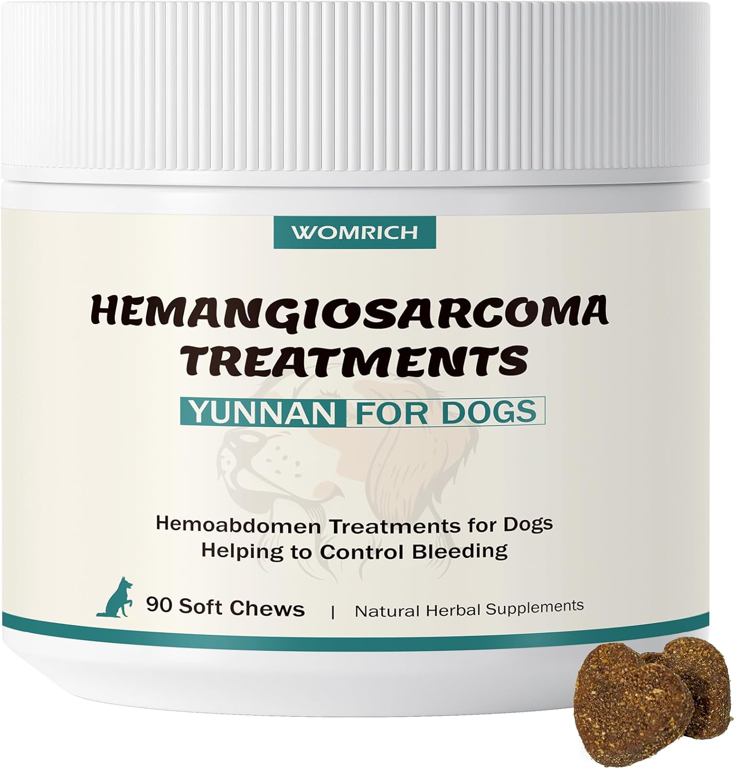Yunnan Sanqi for Dogs Soft Chew for Hemangiosarcoma, Hemoabdomen, Pericardial Effusion, Cancer Bleeding, Severe Bruising, Ulcer-Related Bleeding, Bloody Stools - 90 Soft Chews