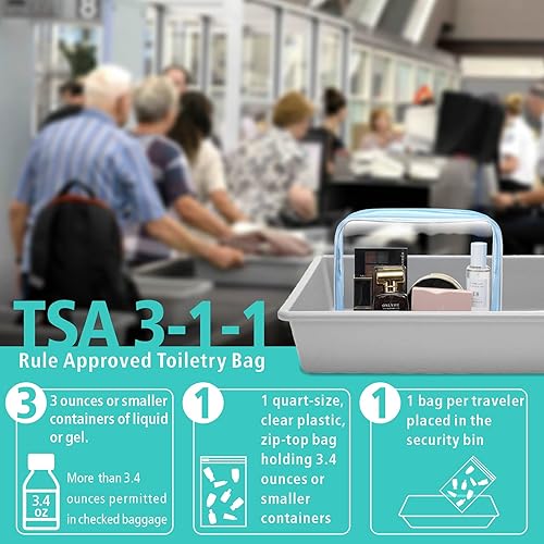 Miniatura 2 de F-color Bolsa de aseo transparente  Paquete de 3 bolsas de aseo aprobadas por la TSA, bolsa de maquillaje transparente, bolsa de cosméticos