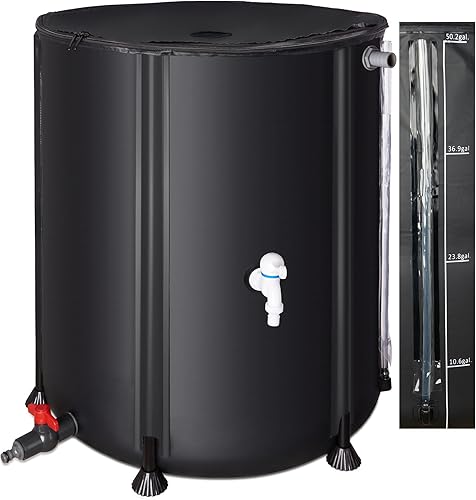 Barril de lluvia plegable, tanque portátil de almacenamiento de agua 53Gal