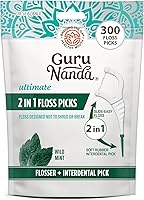 Vista 8 de GuruNanda Palillos de hilo dental 2 en 1, mango de agarre antideslizante, se desliza fácilmente, sin romperse ni deshilacharse, cuidado bucal