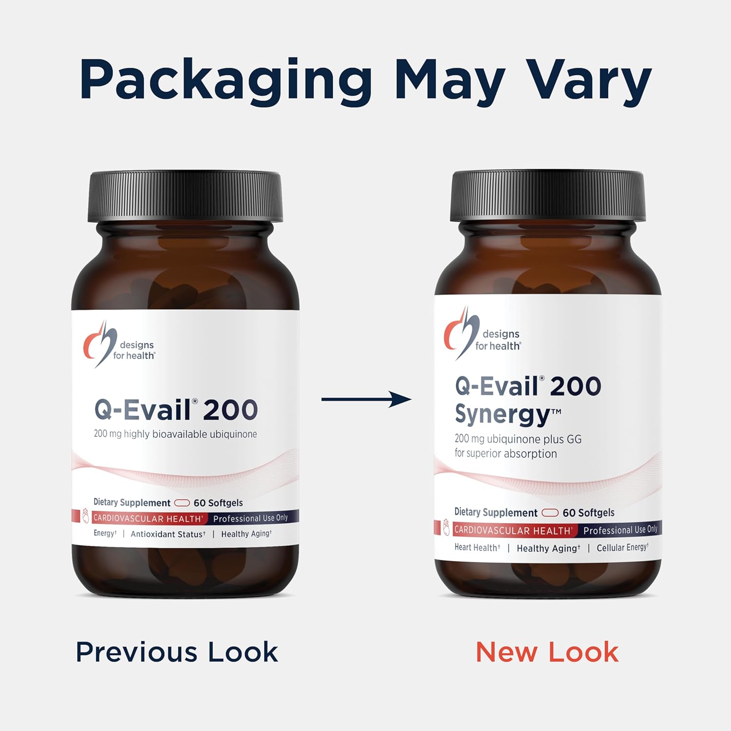 Designs for Health Q-Evail 200 Synergy – 200 mg CoQ10 Highly Bioavailable Ubiquinone + Exclusive Absorption Technology – Coenzyme Q10 Boost with GG – Heart, Healthy Aging + Cell Support (60 Softgels)