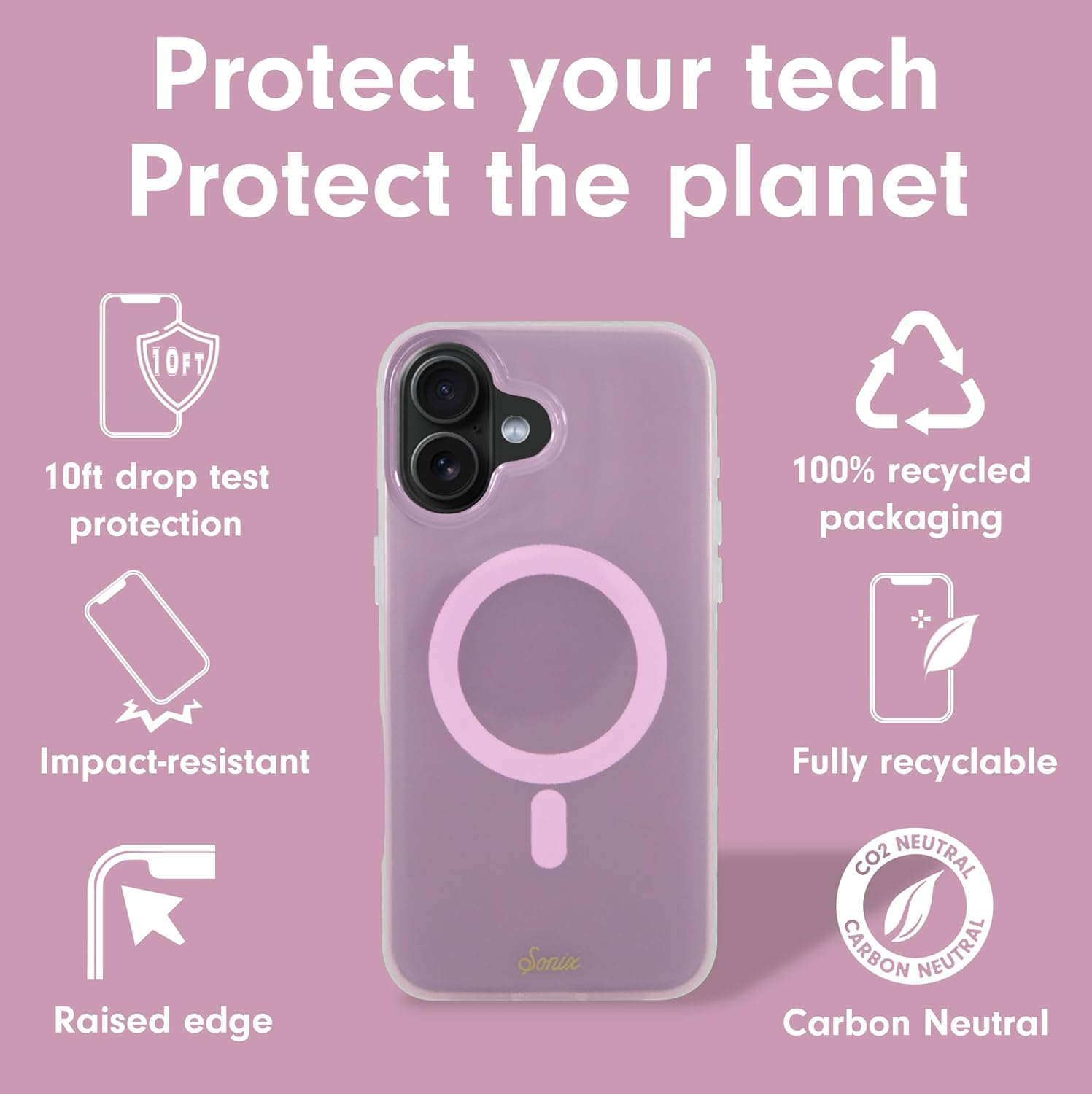 Sonix Case for iPhone 16 | Compatible with MagSafe | 10ft Drop Tested | Jelly Pink - Image 4