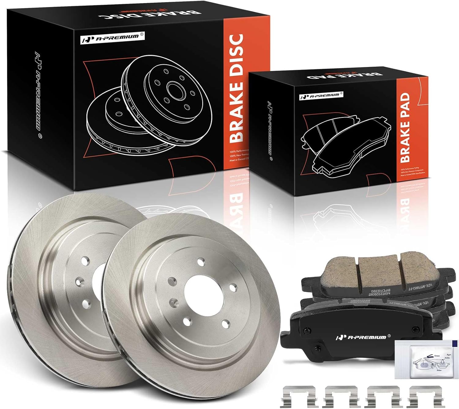 A-Premium 12.40 inch (315mm) Rear Vented Disc Brake Rotors + Ceramic Pads Kit Compatible with Select Cadillac Models - ATS 2016 2017 2018 2019, 6-PC Set
