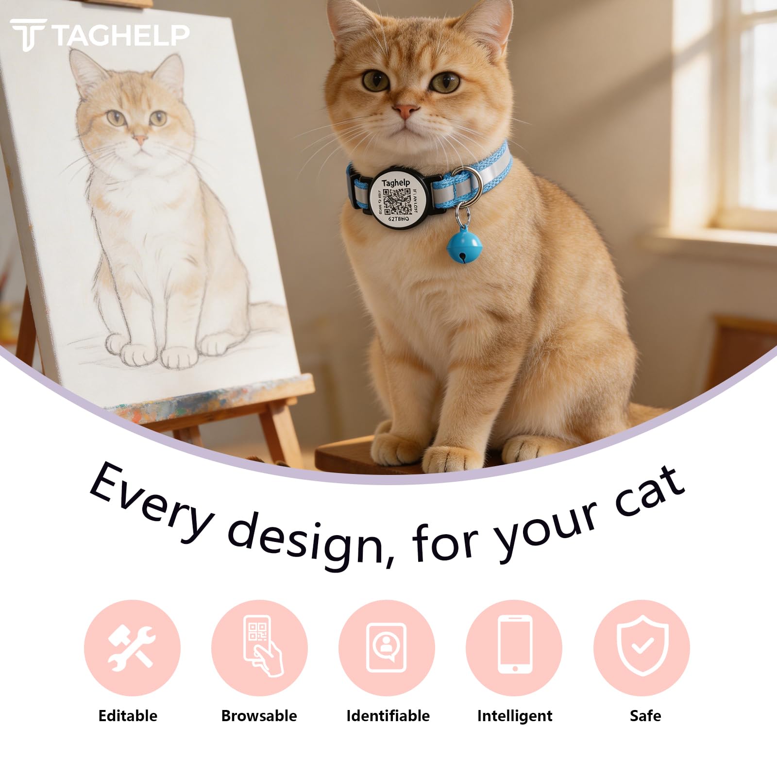 Verbesserte Version – Reflektierendes Katzenhalsband mit Glöckchen, solide und sichere Halsbänder für Katzen, Nylon, gemischte Farben, Haustierhalsband, Breakaway-Katzenhalsband, passend für die
