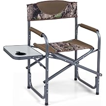 COSTWAY Folding Directors Chair, Oversized Camping Chairs with Side Table and Cup Holder, Outdoor Heavy Duty Beach Chair for Lawn Picnic Hiking Fishing Camouflage, 82 x 46 x 88cm, no Storage Pocket