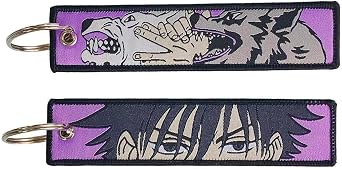 1 Pack Anime Jet Tag Keychain, Embroidered JDM Key Chain with Key Ring