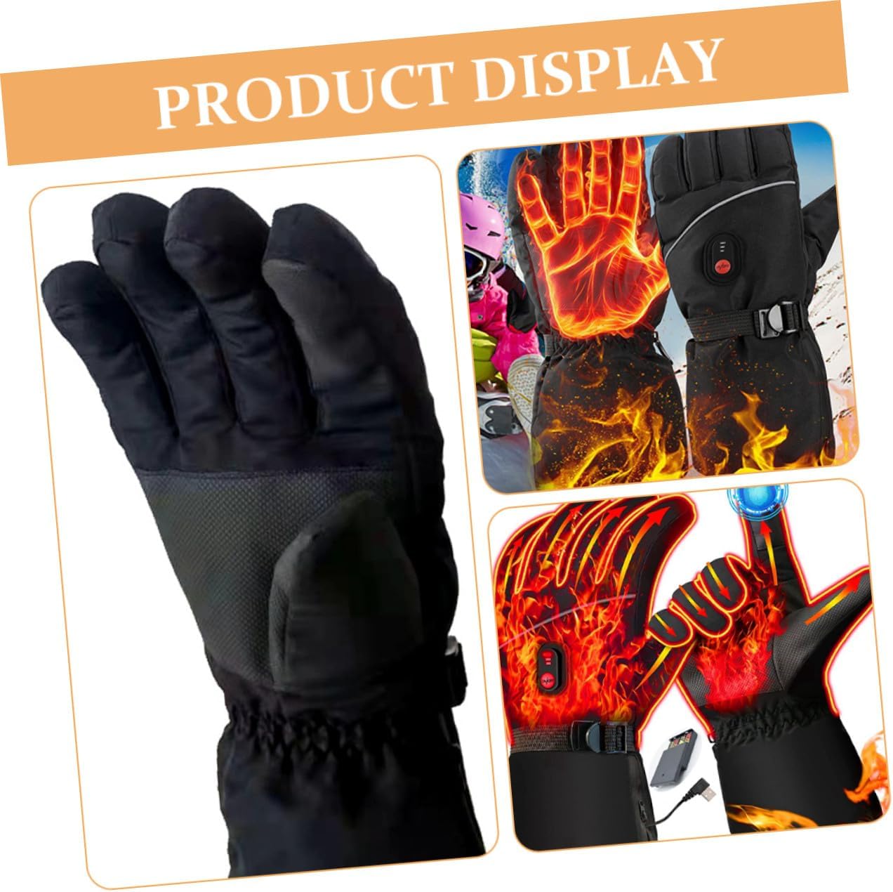 Rechargeable Electric Heated Ski Gloves for Men Women Fingerseparated Winter Gloves with Temperature Control for Skiing Hiking Camping