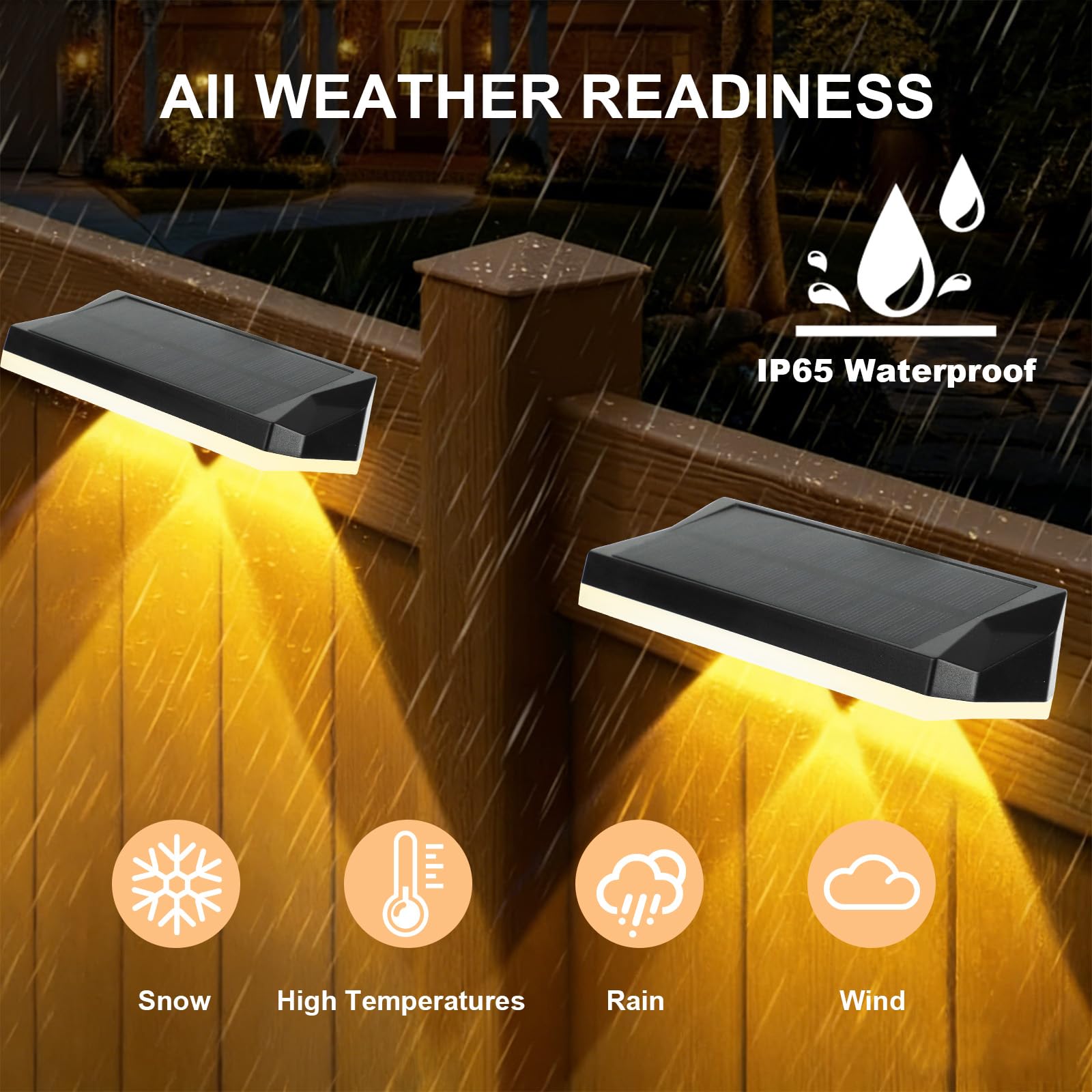 Luz Solar Exterior Jardin, Focos LED Exterior Solares Impermeables IP65 con 13 Modos de Iluminacion, Aplique Solar Exterior Pared para Garaje, Patio y Decoracion（4PCS）