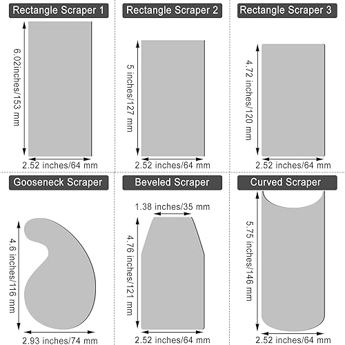 Miniatura 2 de Therwen Rascador de tarjetas y juego de 6 raspadores de gabinete para tarjetas de carpintería, herramienta de pulido de carpintería, incluye 3
