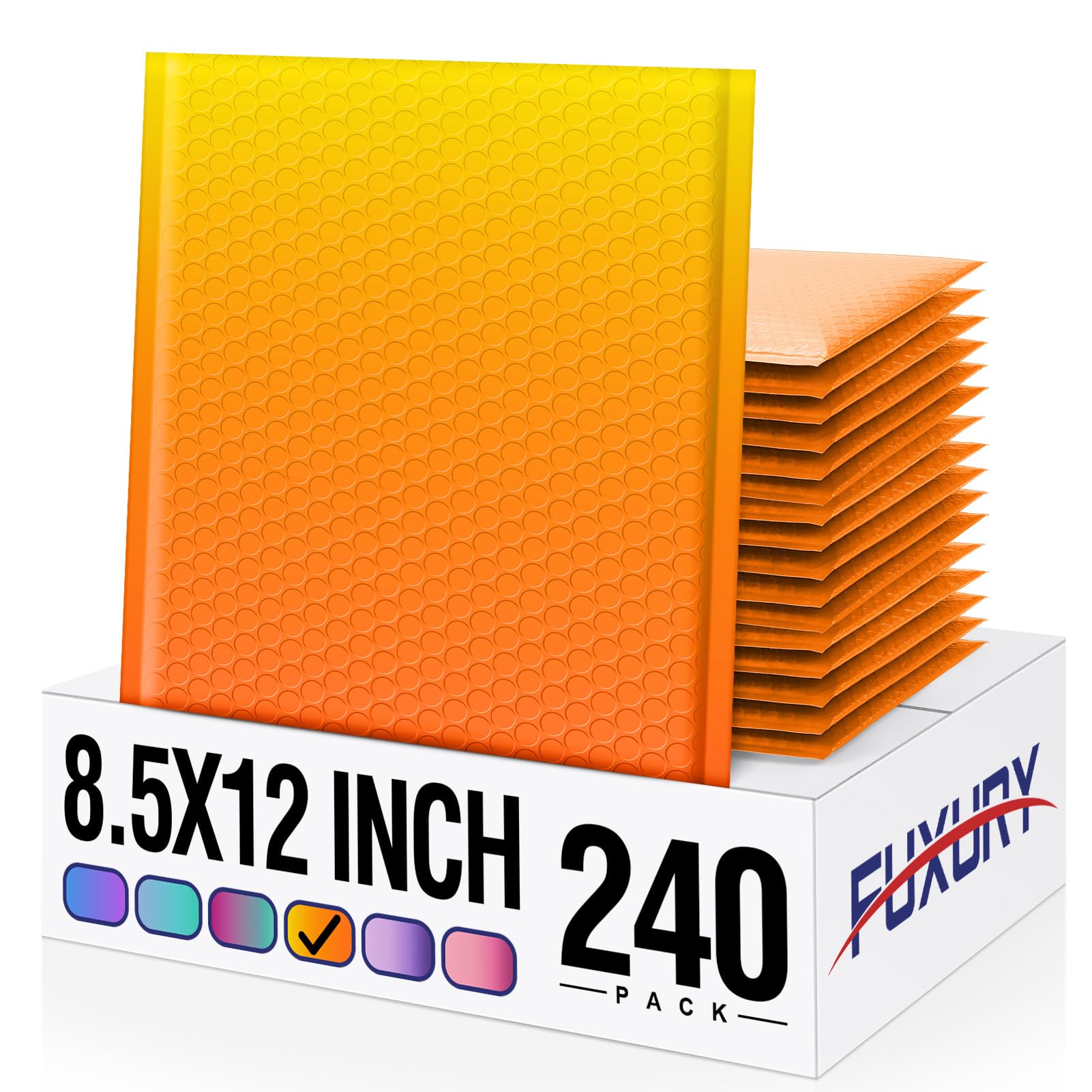 Fuxury Bubble Mailers 8.5x12" 240 Pack Padded Envelopes Usable Size 8.5x11"