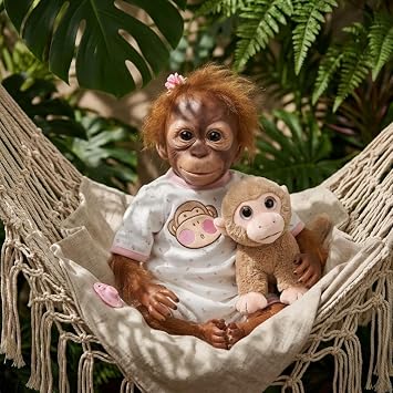 TERABITHIA 21inch 52CM So Truly Hand Detailed Painting Reborn Monkey Baby Dolls Look Real Soft Vinyl Flexible Collectible Art Newborn Doll Look Realistic