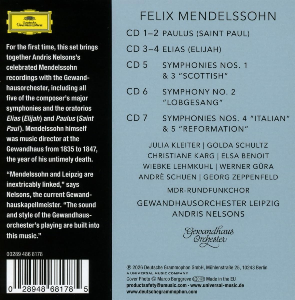 Mendelssohn: Paulus, Elias, Symphonies Nos. 1-5