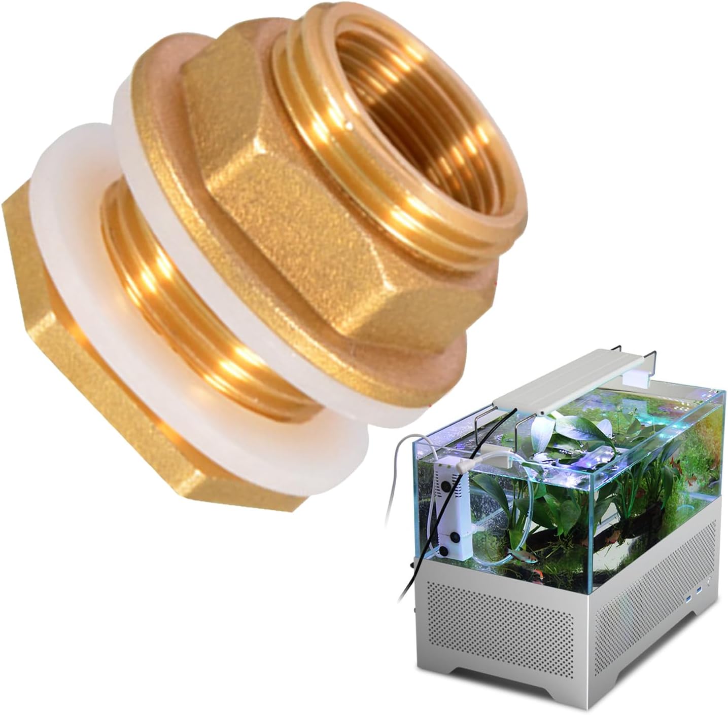 Garden Hose Fitting,Brass Pipe Single Loose Key Swivel Fittings Nut Jointer | Fish Tank Adapter Brass Water Tank Connector for Rain Barrels, Aquariums