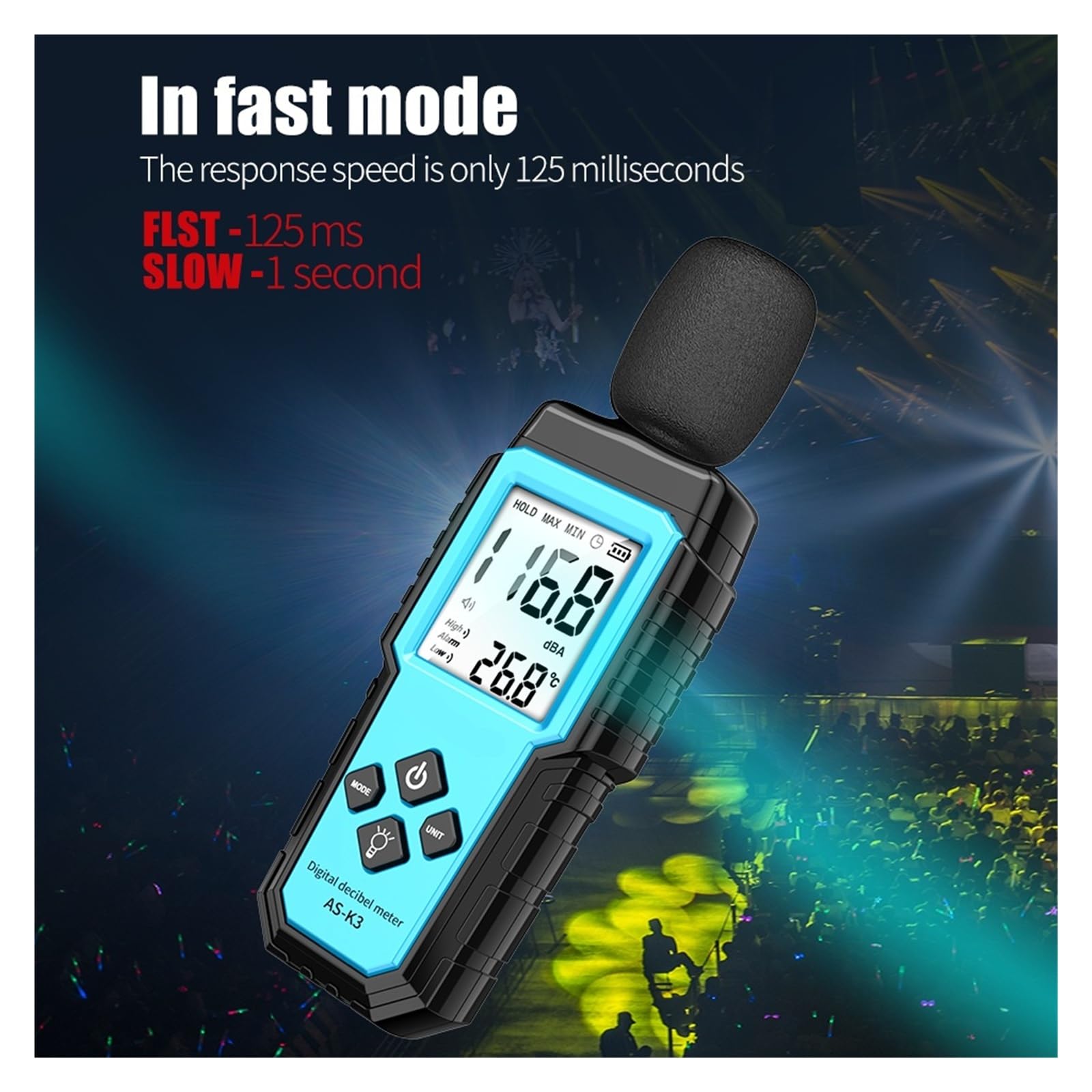 Decibelmetro, Misuratore di decibel digitale fonometro 30~130dB Misura livello sonoro rumore