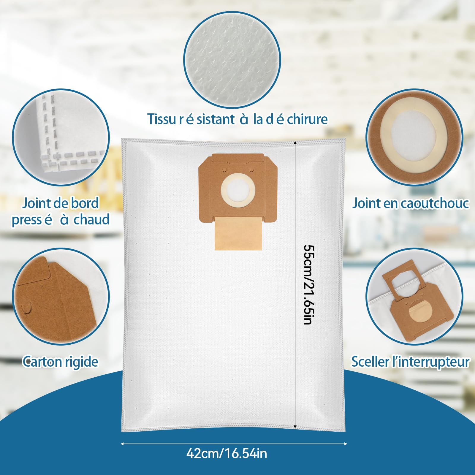 Lot de 10 Sacs à Poussière pour Bosch GAS 35 L AFC/L SFC+/M AFC Professional,Sac-Filtre en Non-Tissé Accessoires pour Bosch GAS 35,pour l'Aspiration Sèche