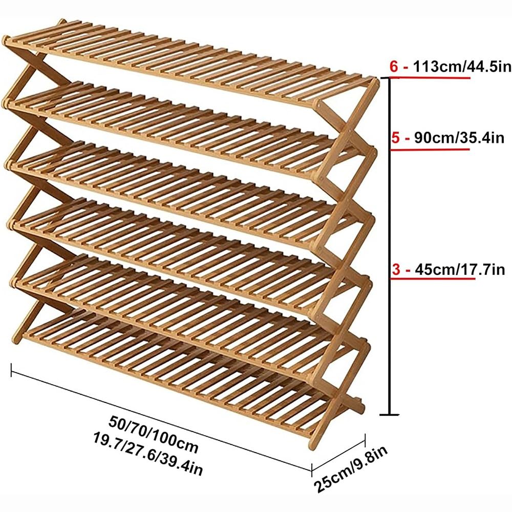 Scarpiera pieghevole in bambù, scaffale organizer per scarpe autoportante per ingresso, armadio, camera da letto, corridoio, portaoggetti multifunzionale
