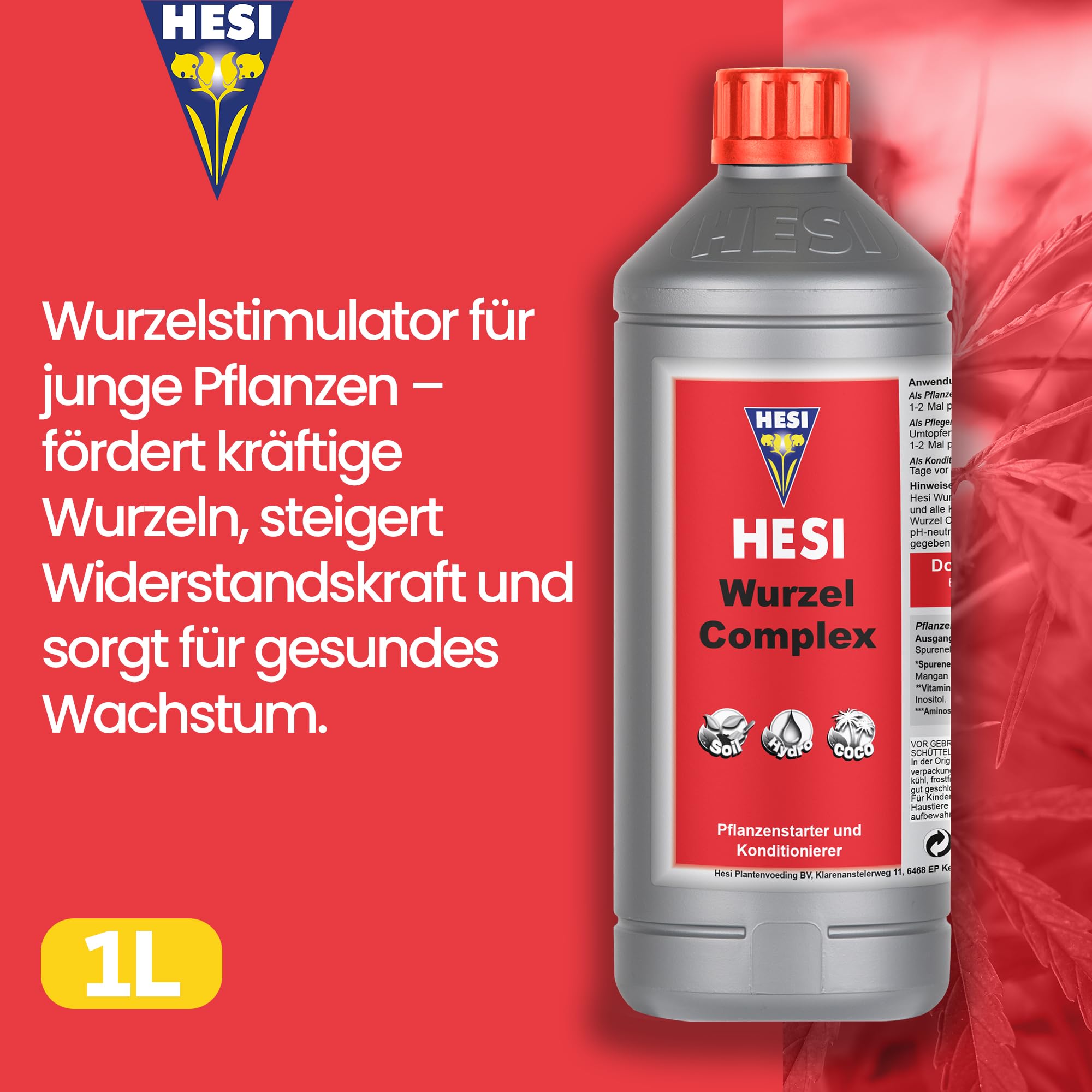 Hesi Root 1L mit Messbecher und Dosierpumpe – Wurzelkomplex als Wurzelstimulator für kräftige Pflanzenwurzeln