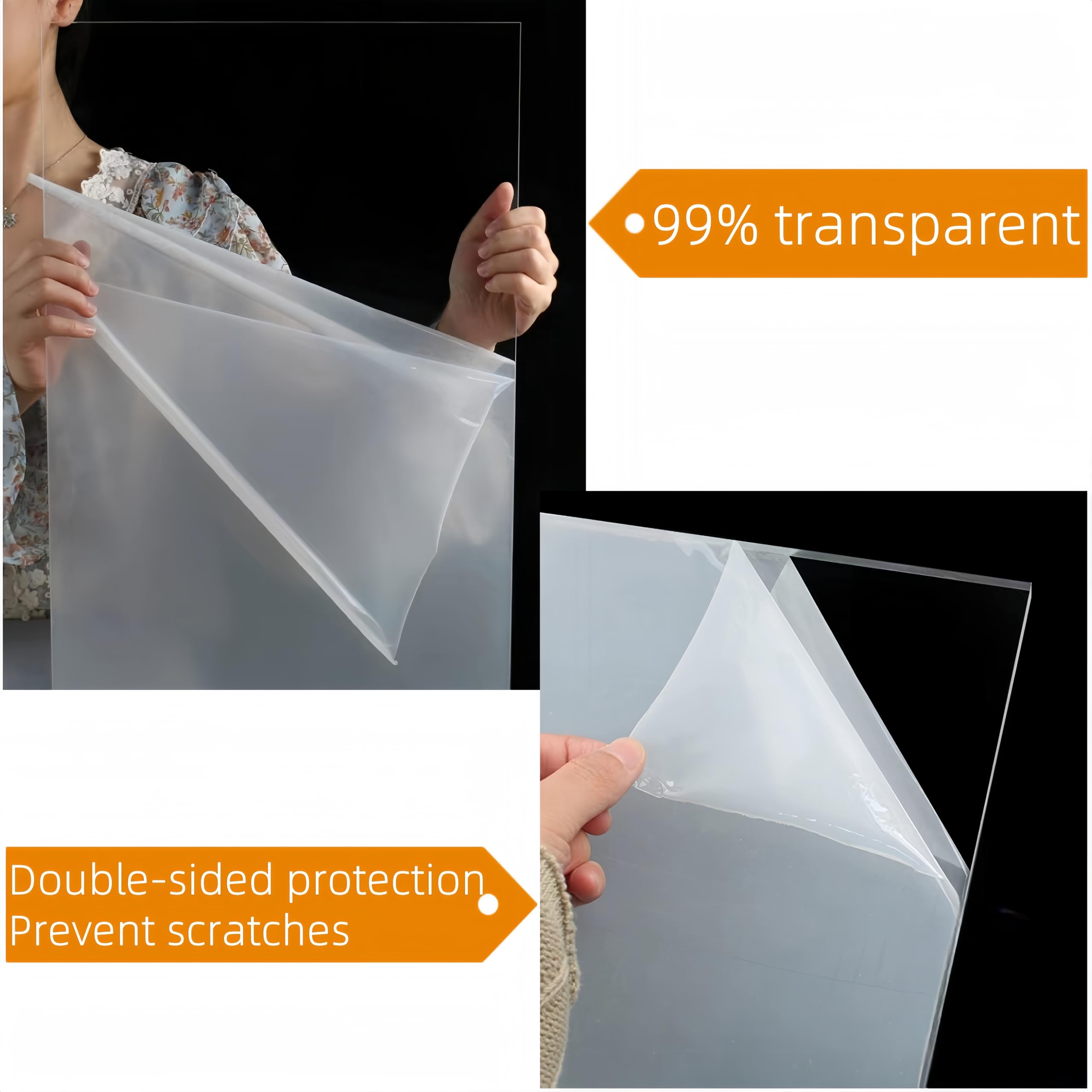 8 Fogli Di Perspex A4 Trasparenti 1mm – Acrilico Con Pellicola Protettiva Per Fai Da Te, Cornici E Decorazioni