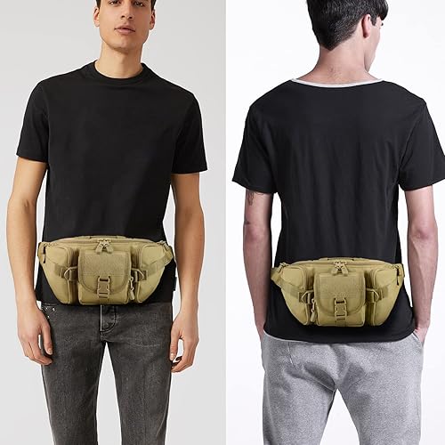 Miniatura 6 de FRTKK Riñonera táctica militar con parche de bandera de Estados Unidos, paquete de cadera con correa ajustable para pesca al aire libre, ciclismo,