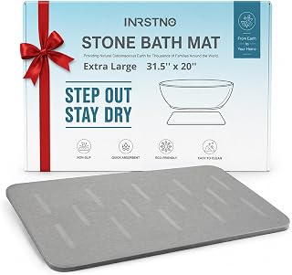 31.5"x19.7" Stone Bath Mat for Bathroom, Large Diatomite Bathmat
