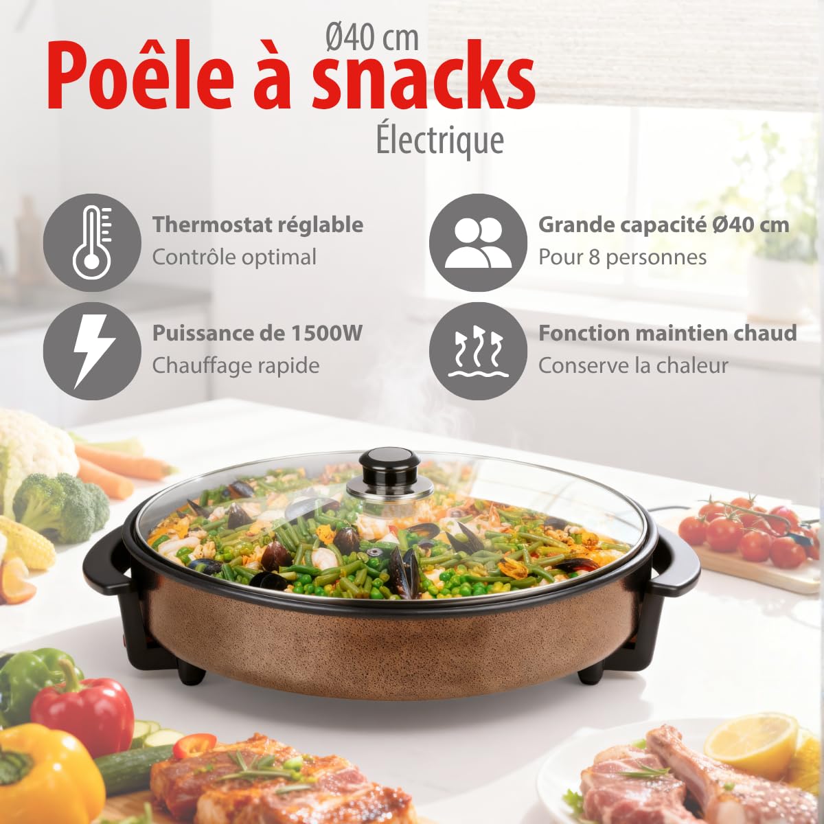 alpina DV-4042 Multifunctional pan, 1500 W, Black