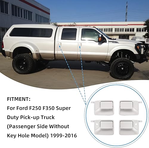 Miniatura 2 de Manija de puerta exterior, para camioneta Ford F250 F350 1999-2016, manijas de puerta delantera trasera e izquierda derecha blanca Oxford, OE#