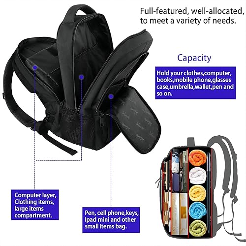 Miniatura 5 de MATEIN - Mochila empresarial para laptop de 15.6 pulgadas, mochila de viaje con puerto de carga USB, resistente al agua, para trabajo, universidad,