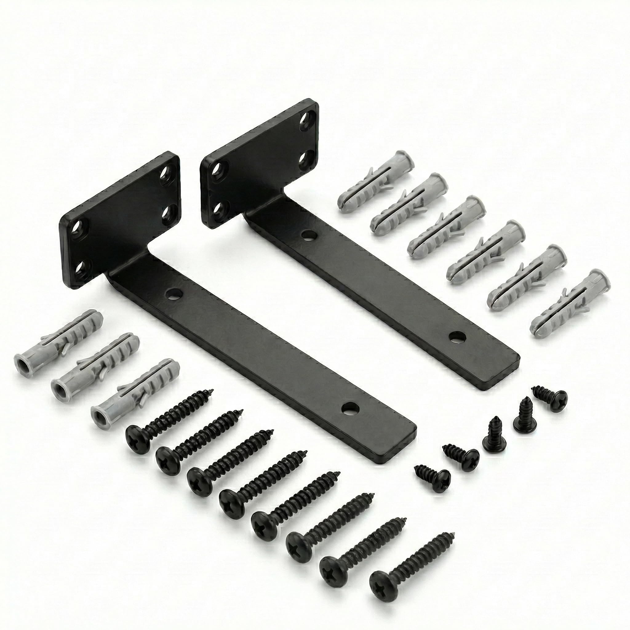 Heavy Duty L Bracket for Wall Shelves | 6 Inch Metal Shelf Support | Zinc + Powder Coated Matt Black | Angle Brackets for Home & Office | Strong Wall Rack Bracket (Pack of 2/4 / 8)-image-8