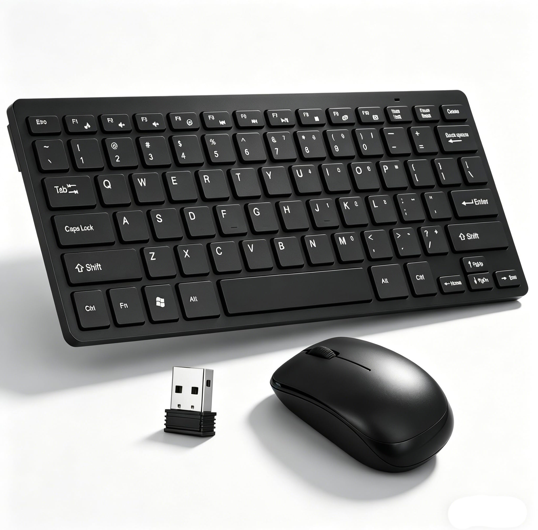 2.4GHz Wireless Bluetooth Keyboard and Mouse, Wireless Gaming Mouse, Full Size Keyboard, USB Plug-and-Play Adapter for Desktop, Laptop, Notebook (Black)