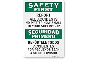 SmartSign Bilingual Plastic Safety Sign - “Safety First - Report Accidents”