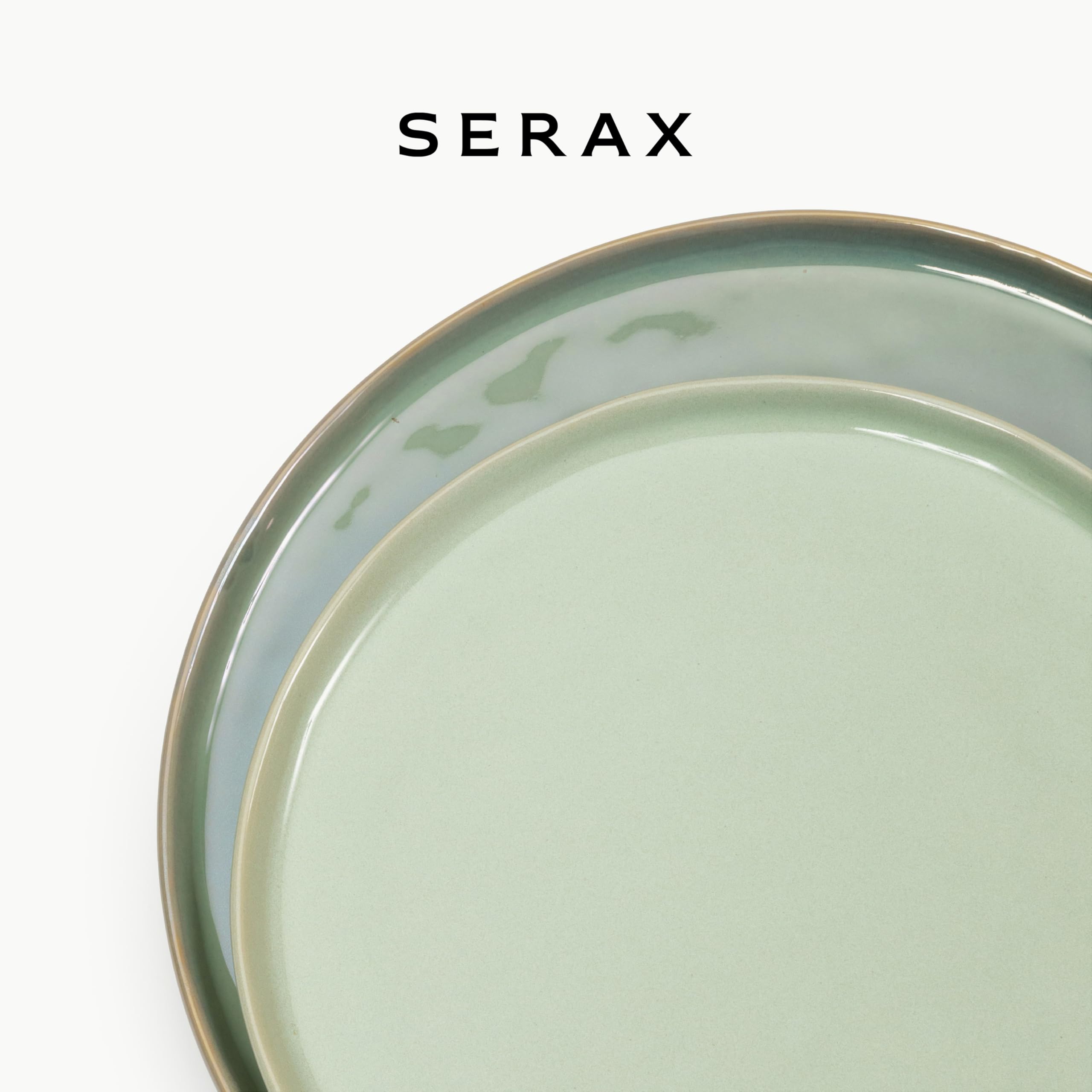 Serax Aquagreen Pure 12-częściowy zestaw obiadowy | 6 talerzy w rozmiarze M, 6 talerzy obiadowych w rozmiarze L, zestaw ceramiczny Pascale Naessens, współczesna zastawa stołowa