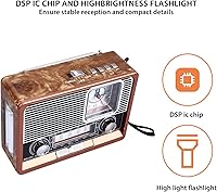 Vista 6 de Radio vintage multifuncional AM FM SW banda reloj linterna retroaltavoz con linterna LED, función de reloj, aspecto vintage para el hogar viajes