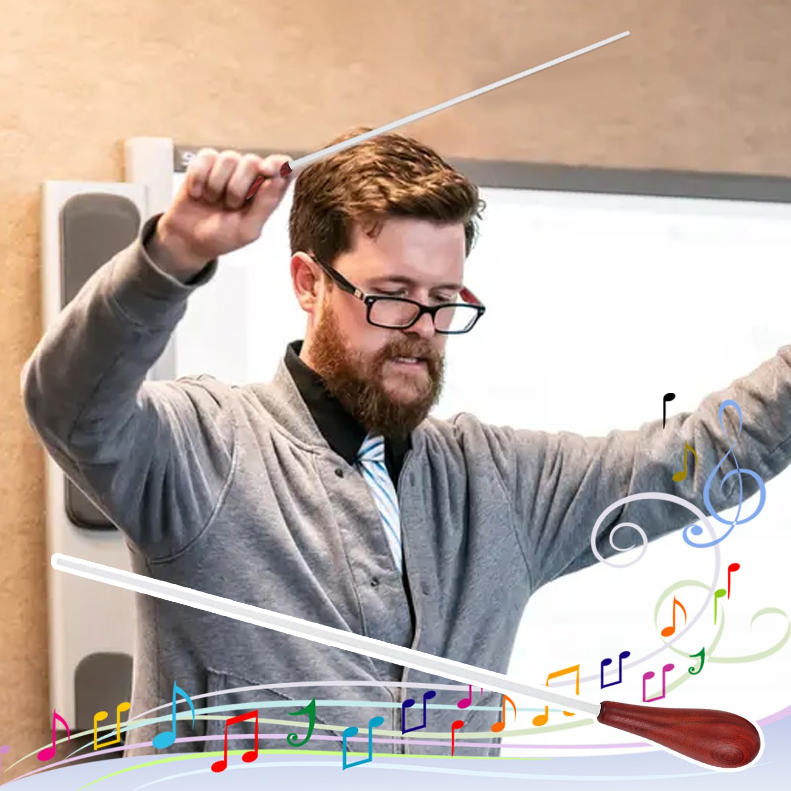 Bâton de direction en bois, bâton de conduite en bois – Bâton léger pour orchestre de marche sûr pour et adultes