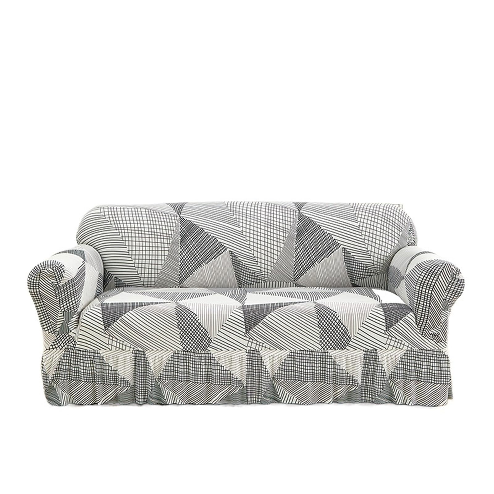 GCYEIDMA Skirt Sofa Cover 1/2/3/4 Seater Sofa Couch Cover with Skirt Washable Elastic Stretchable Easy Fit Universal Furniture Protector(Color 6,3-seater(190-230cm))