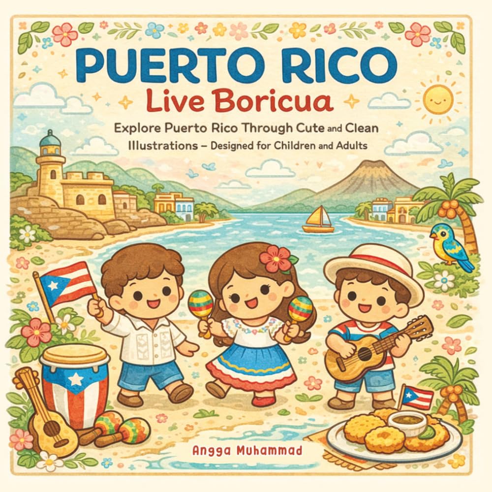 PUERTO RICO — Live Boricua: Explore Puerto Rico Through Cute and Clean Illustrations of El Yunque Rainforest, Bioluminescent Bays, Historic ... Wildlife — Designed for Children and Adults