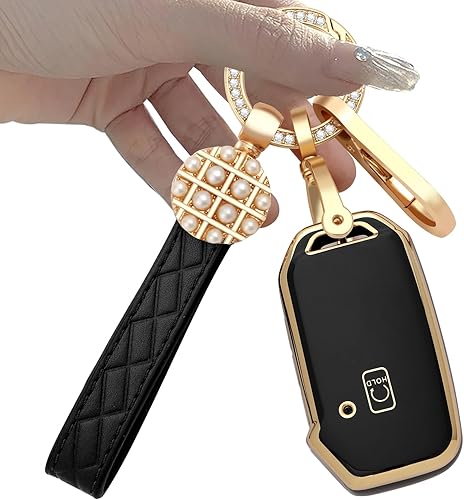 YSK-LX Funda para llavero Kia Sorento Ceed Seltos Soul Sportage Cerato Telluride Forte NIRO K5, etc. Llave inteligente (A dorado negro)