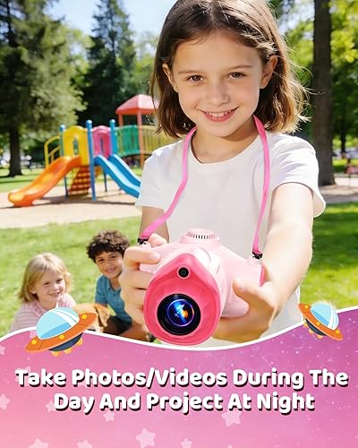 Miniatura 4 de Cámara para niños con proyector, cámara digital HD 1080P para niños de 3 a 12 años, grabadora de video fotográfico de 48 MP con soporte, tarjeta SD