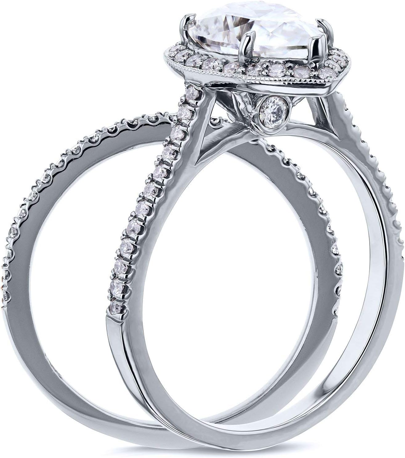 Kobelli Pear Shape Moissanite Halo Bridal Set (2 3/5 CTW)