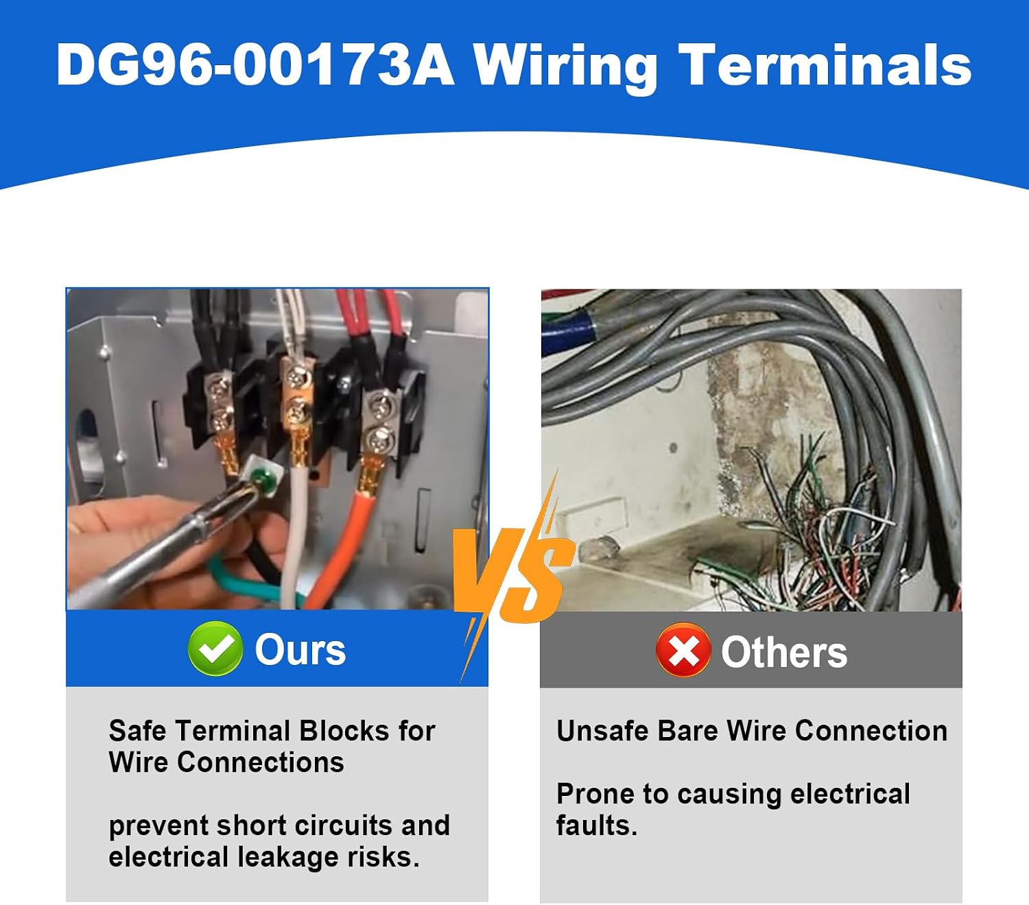 DG96-00173A Range Terminal Block Assembly Compatible with Samsung Electric Range/Stove/Ovens, 600V 65A 3 Positions Dual Row, Replace DG65-00003A 3282643 AP5306090 PS4241550 111751 WB17T10011 AP3736048
