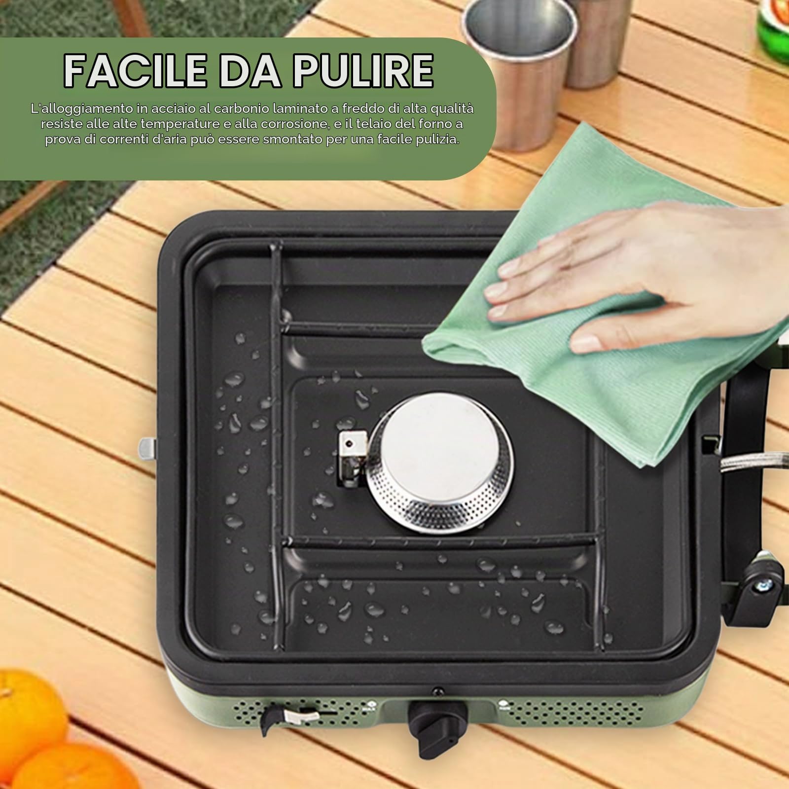 Fornello Campeggio, Fornello A Gas Campeggio 2 In 1 A 2 Fuochi 4400W Portatile Pieghevole Bruciatore Regolabile Con Piastra Grill E Maniglia Tubo Borsa Per Trasporto (Senza Serbatoio)