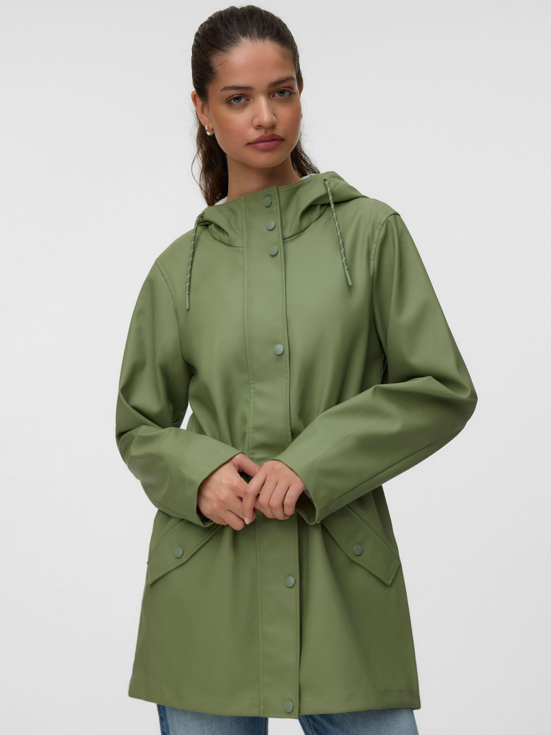 Vero Moda Damen Regenjacke VMMalou Regen-Mantel mit Kapuze