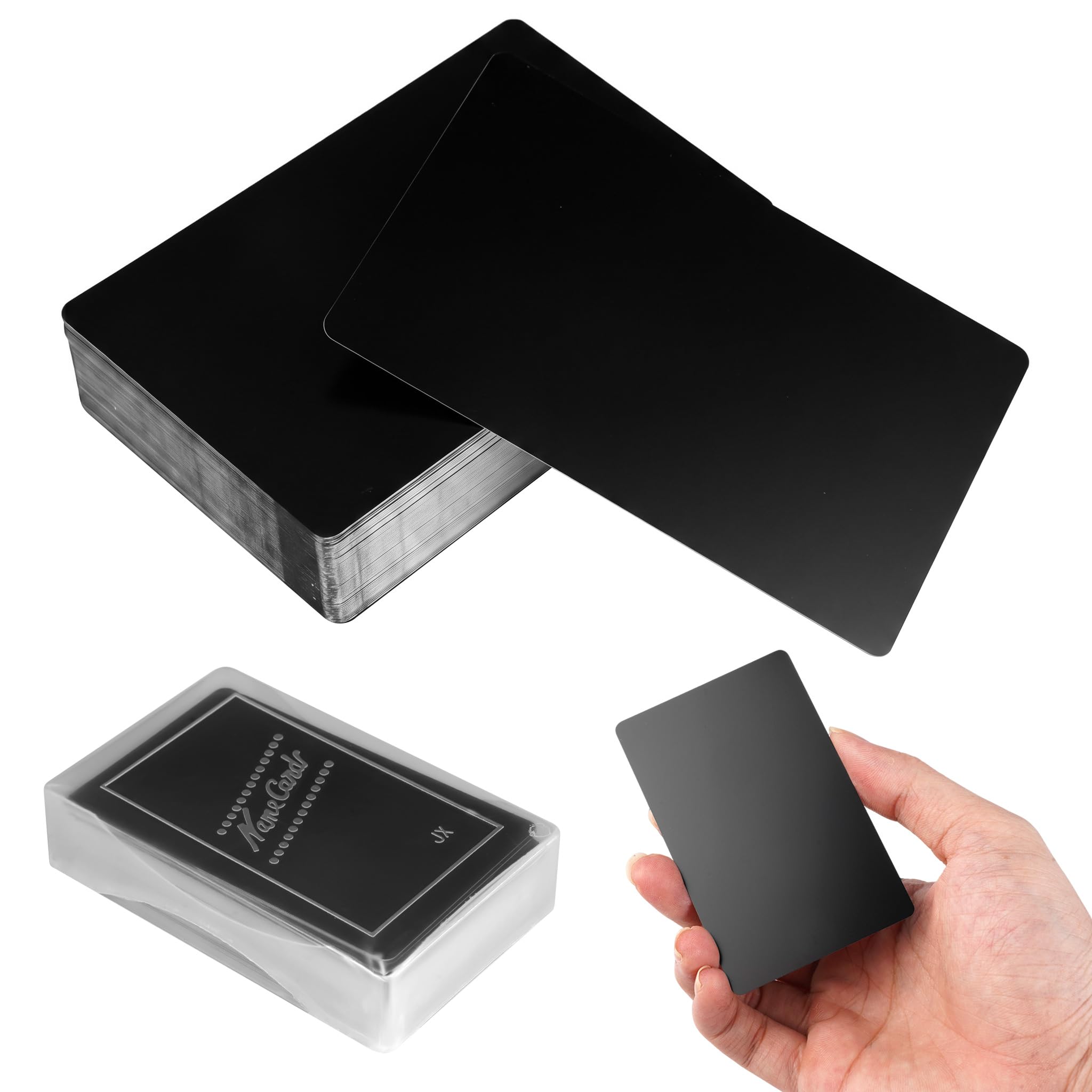 Cartes de Visite en Métal Noir Gravées au Laser 86x54x0.20mm Aluminium Vierge Lot de 100