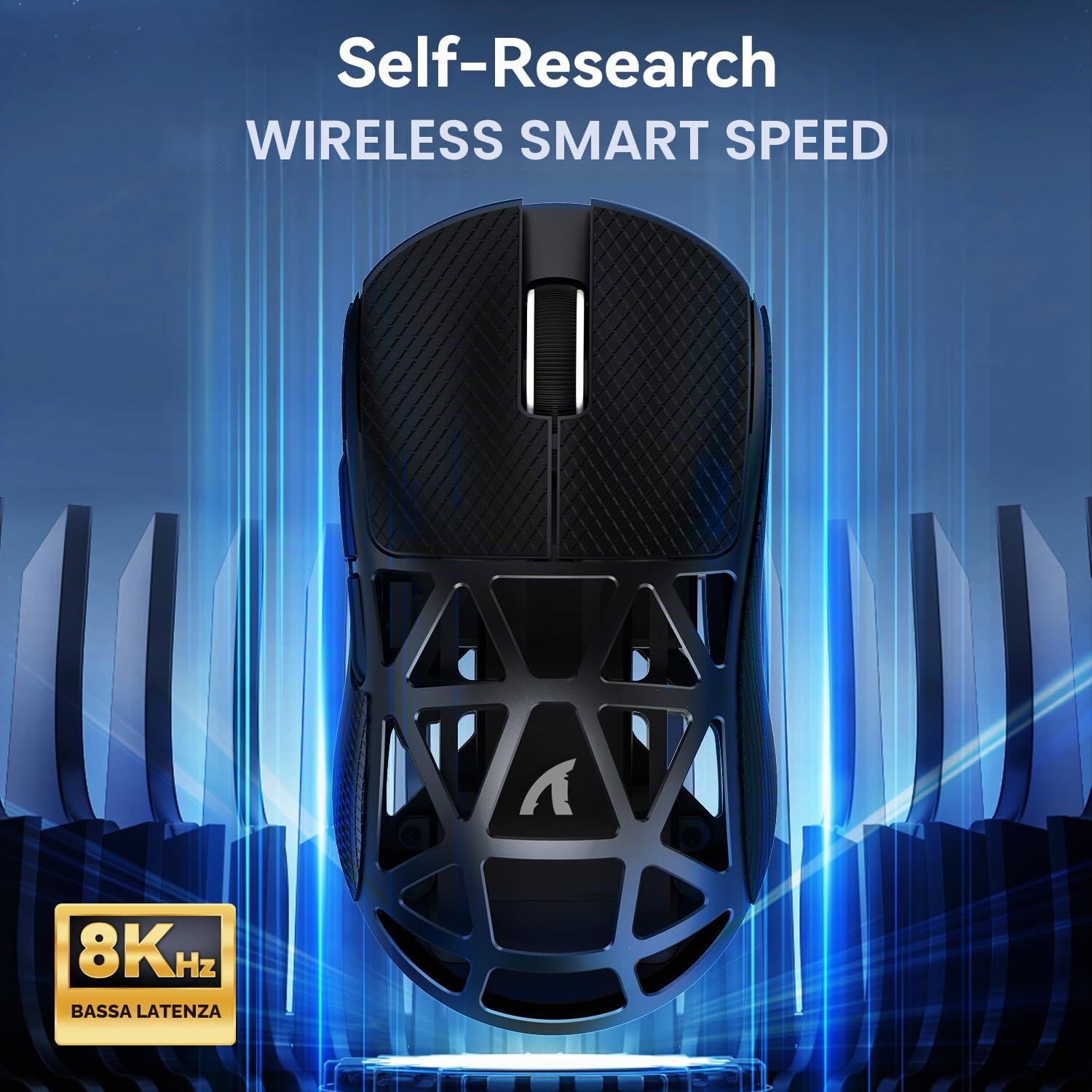 ATTACK SHARK mouse in lega di magnesio R2, PixArt PAW3950 sensore da gioco, mouse wireless 8K, 48 g, BT/2,4 G/Wired Gaming, DPI 42000, Office Mice per Win11/Xbox/PS/Mac -Black