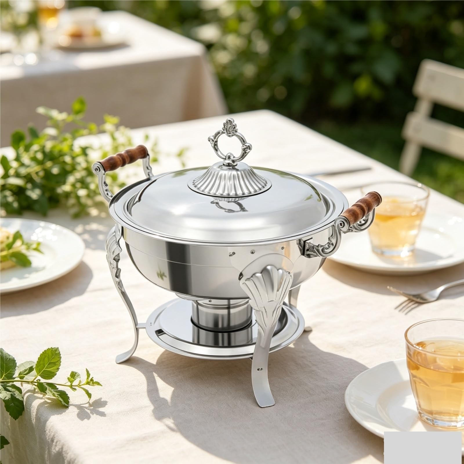 Chafer Redondo de Acero Inoxidable. Estufa Buffet