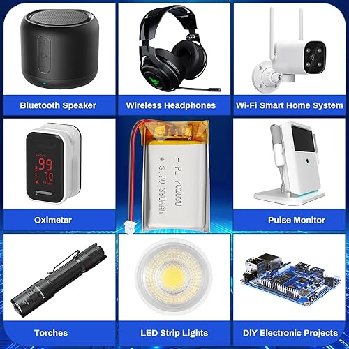 Miniatura 5 de Batería de polímero de litio 3.7V 380mAh 702030 Lipo Batería recargable con cable Molex 0.049 in Conector para altavoz, rastreador GPS, dispositivo