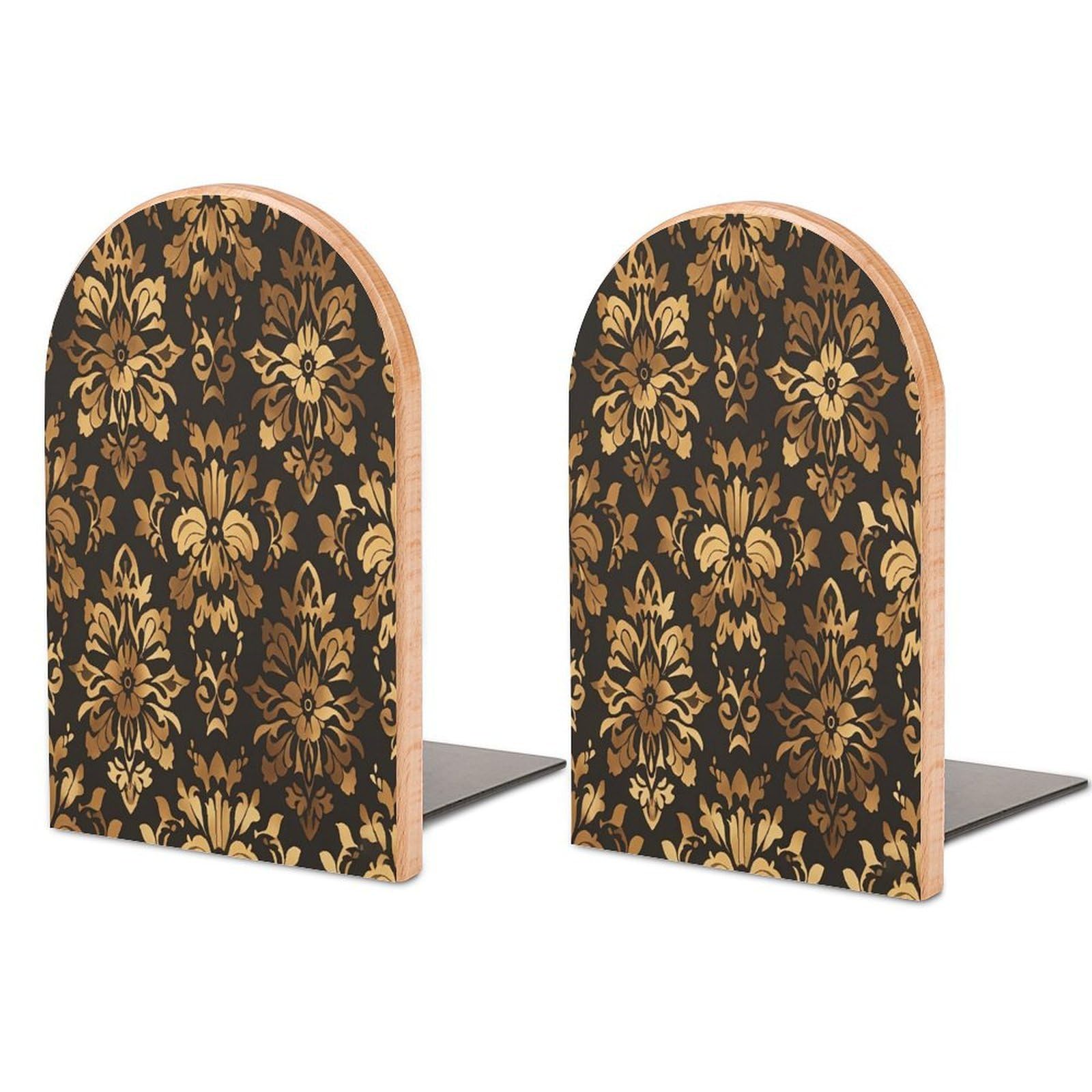Sujetalibros de madera resistente único con detalles florales